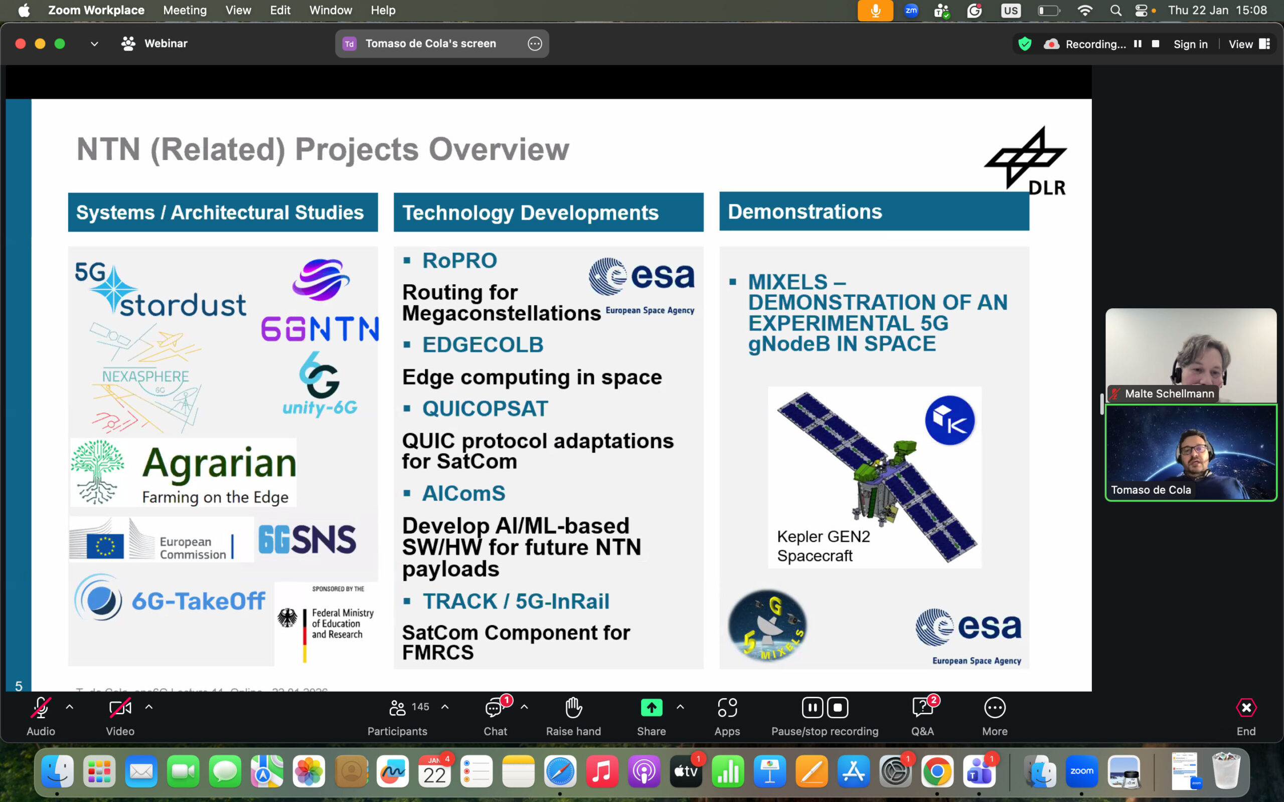 Tomaso de Cola at the one6G "Non-Terrestrial Network for 6G" Open Lecture