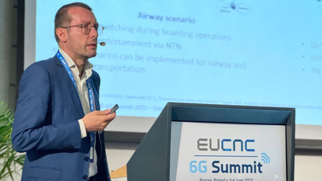 Alessandro Guidotti (CNIT), presenting at EuCNC 2025